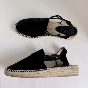 Picon Black Suede Espadrilles Sandals Size 8